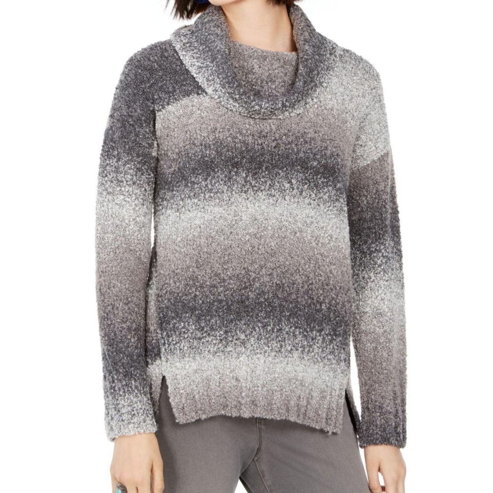 Style & Co Ombre Striped Cowl Neck Sweater